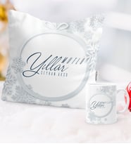 BK Gift Kişiye Özel Yılbaşı Mutlu Yıllar Temalı Yastık Kupa Seti - 14
