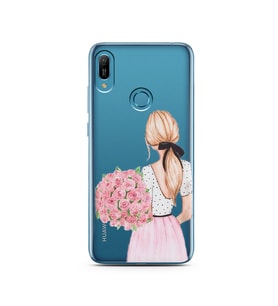Çiçekli Kız Tasarımlı Süper Şeffaf Silikon Telefon Kılıfı Huawei Y6 Prime (2019)