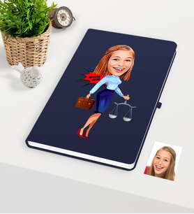 BK Gift Kişiye Özel Bayan Avukat Karikatürlü Lacivert Defter - 3