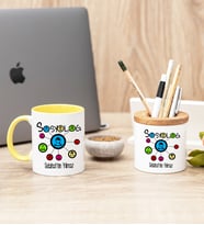 Sosyolog Sarı Kupa Bardak Ve Kalemlik Hediye Seti