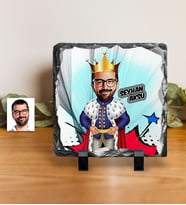 BK Gift Kişiye Özel Kral Karikatürlü Dekoratif Doğal Taş