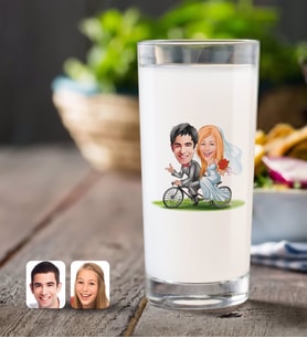 BK Gift Kişiye Özel Evleniyoruz Karikatürlü Rakı Bardağı-3 (Beyaz)