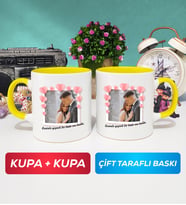 İkili Sevgiliye Sevgililer Günü Hediyesi 12 Kupa Bardak Sarı