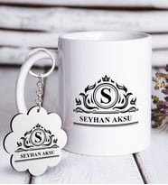 BK Gift Kişiye Özel İsimli Beyaz Kupa ve Anahtarlık Hediye Seti-12 (Model 1)
