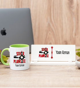 Şehir Plancısı Yeşil Kupa Bardak Ve Masa İsimliği Hediye Seti