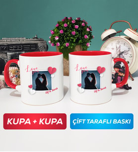İkili Sevgiliye Sevgililer Günü Hediyesi 7 Kupa Bardak Kırmızı