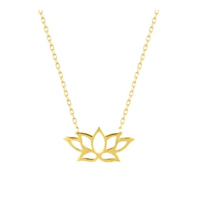 Sarı Lotus Çiçeği Gümüş Kolye