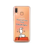 Snoopy Tasarımlı Süper Şeffaf Silikon Telefon Kılıfı Samsung A40