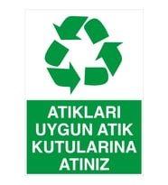 MIGNATIS - Atıkıarı Uygun Atık Kutularına Atınız Levhası - Sac Malzeme 35x50cm