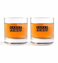 BK Gift Kişiye Özel Renkli Baskılı İsimli İkili Viski Bardağı-30 (Beyaz)