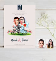 BK Gift Kişiye Özel Karikatürlü Nikah & Düğün Davetiyesi Model 3 50 Adet