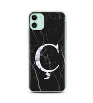 Iphone 11 Siyah Mermer Harf Tasarımlı Telefon Kılıfı Ç-Harfi 