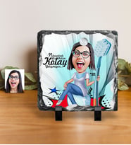 BK Gift Kişiye Özel Bayan Diş Hekimi Karikatürlü Dekoratif Doğal Taş  3