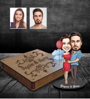 Kişiye Özel Sevgili Karikatürlü Ahşap Biblo Kutulu Model 9