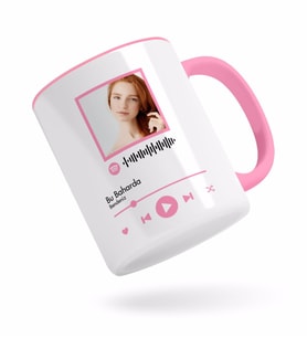 BK Gift Kişiye Özel Spotify Barkodlu Fotoğraflı Pembe Kupa Bardak