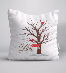 BK Gift Kişiye Özel İsimli Yılbaşı Mutlu Yıllar Yastık-25 (Beyaz)