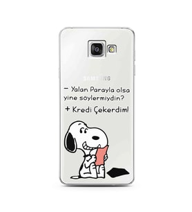 Snoopy Tasarımlı Süper Şeffaf Silikon Telefon Kılıfı Samsung A3 (2016)