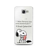 Snoopy Tasarımlı Süper Şeffaf Silikon Telefon Kılıfı Samsung A3 (2016)