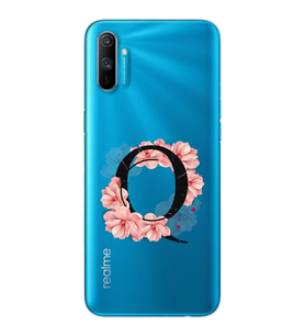 Pembe Çiçekli Harf Tasarım Süper Şeffaf Silikon Telefon Kılıfı Oppo Realmi C3 Q-
