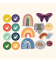 Çiçek Kelebek Gülücük Tasarımlı A5 Stickers Çıkartma PYTKSTK010 (Karışık)