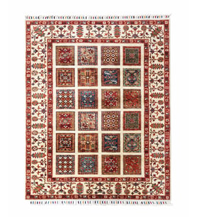 Afgan Binbirgece El Dokuması  Yün Halı 147x206 (Çok Renkli)