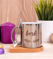 Erkeklere Hediye Ahşap Altlıklı Silver Kupa Bardak
