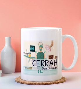 Kişiye Özel Cerrah Tasarımlı Beyaz Kupa