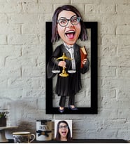 BK Gift Kişiye Özel Bayan Avukat Karikatürlü 3D Ahşap Tablo-1
