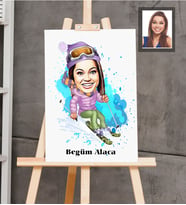 Kişiye Özel Sporcu Karikatürlü  Ahşap Tablo 30x47 Bayan-5