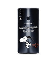 Snoopy Tasarımlı Süper Şeffaf Silikon Telefon Kılıfı Samsung A20s