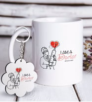 BK Gift Kişiye Özel Mesleki Doktor Beyaz Kupa ve Anahtarlık Hediye Seti-2 (Model 1)