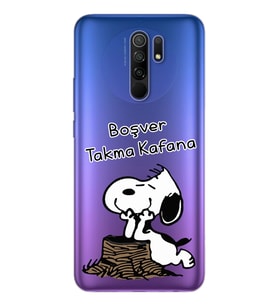 Snoopy Tasarımlı Süper Şeffaf Silikon Telefon Kılıfı Xiomai Redmi 9