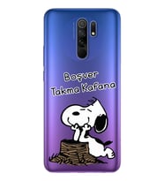 Snoopy Tasarımlı Süper Şeffaf Silikon Telefon Kılıfı Xiomai Redmi 9
