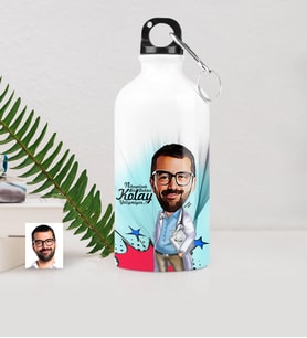 BK Gift Kişiye Özel Bay Doktor Karikatürlü Metal Suluk 500 Ml 5
