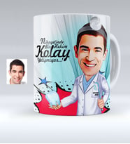 BK Gift Kişiye Özel Bay Diş Hekimi Karikatürlü Beyaz Kupa Bardak  3