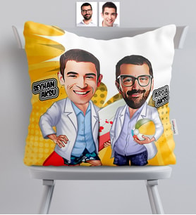 BK Gift Kişiye Özel Sörfçüler Karikatürlü  Yastık