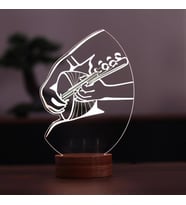 Saz Figürlü Dekoratif Hediye Led Masa Lambası 7 Işık Rengi Ahşap Taban