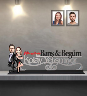 Kişiye Özel Sevgili Karikatürlü Kolay Yetişmiyor Ahşap Biblo Model 12