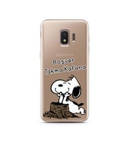 Snoopy Tasarımlı Süper Şeffaf Silikon Telefon Kılıfı Samsung J2 Core
