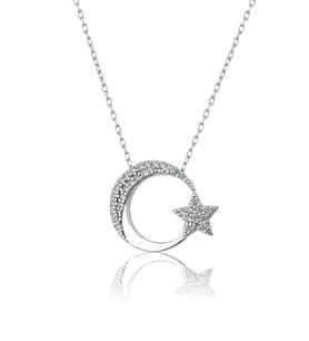 Papatya Silver 925 Ayar Gümüş Ay Yıldız Kolye