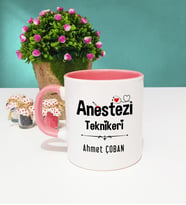 Anestezi Teknikeri Tasarımlı Kişiye Özel Anestezi Teknikeri Kupa Bardak Pembe