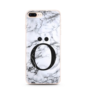 Iphone 8 Plus Beyaz Mermer Harf Tasarımlı Telefon Kılıfı Ö-Harfi 