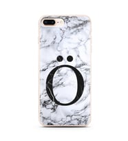 Iphone 8 Plus Beyaz Mermer Harf Tasarımlı Telefon Kılıfı Ö-Harfi 