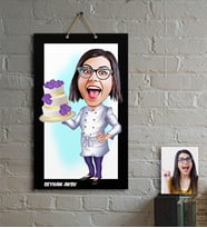 BK Gift Kişiye Özel Bayan Pasta Şefi Karikatür Ahşap Tablo  1