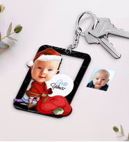 BK Gift Kişiye Özel Bebek Karikatürlü Ahşap Anahtarlık-6 (Beyaz)