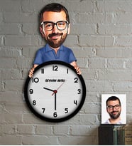 BK Gift Kişiye Özel Bay Karikatürlü 3d Ahşap Duvar Saati