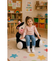 65 cm İnek Pelüş Bebek Çocuk Koltuğu (%100 Yerli) (Siyah - Beyaz - Ten)