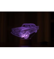 3 Boyutlu Chevrolet Led Masa Lambası Hediye Gece Lambası Ahşap Taban 7 Farklı Işık Renkli