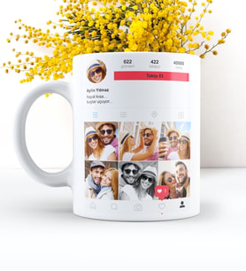 BK Gift Kişiye Özel 6 Fotoğraflı Instagram Beyaz Kupa Bardak