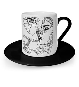 BK Gift Kişiye Özel Two Lovers Tasarımlı Siyah Türk Kahvesi Fincanı  1